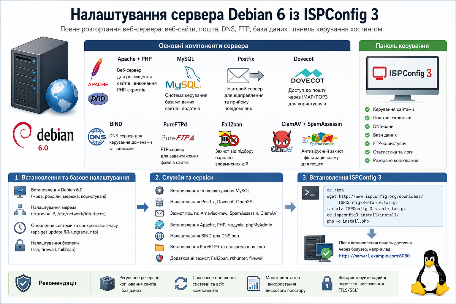 Як налаштувати сервер Debian 6 із панеллю ISPConfig 3